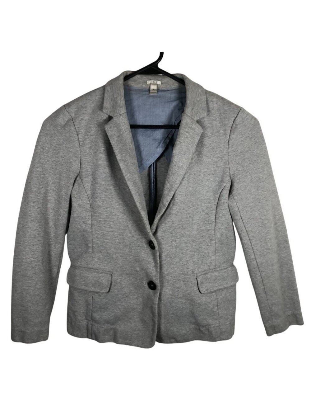 J.Crew Women Blazer Jacket Medium Heather Gray Knit Double Button Formal Classic